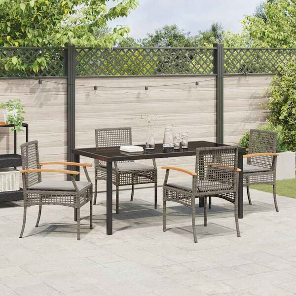 vidaXL Ensemble de salle &agrave; manger pour jardin 5 pcs Gris polyrotin