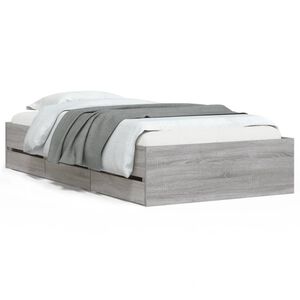vidaXL Cadre de lit avec tiroirs sans matelas sonoma gris 100x200 cm