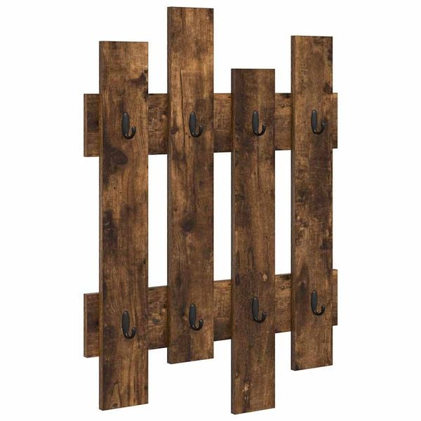 vidaXL Porte-manteau mural Ch&ecirc;ne fum&eacute; 60 x 3 x 82 cm Bois d'ing&eacute;nierie