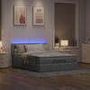 vidaXL Lit ottoman avec matelas et LED gris clair 140x190 cm tissu