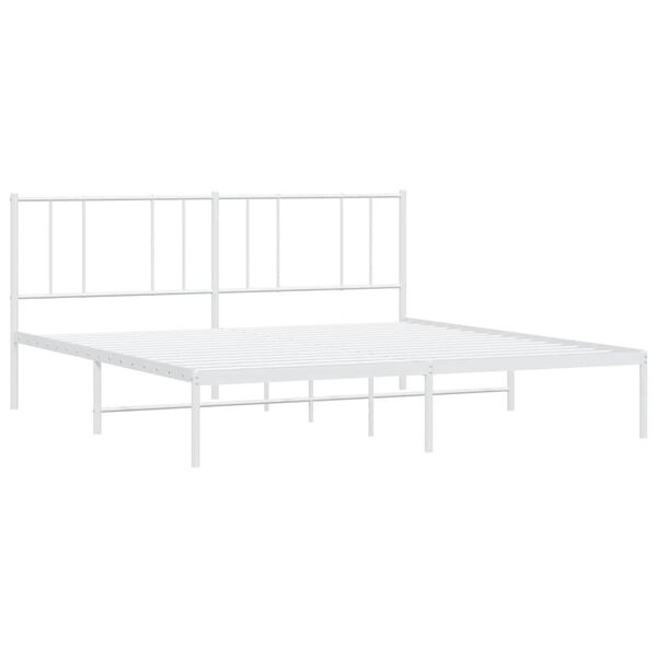 vidaXL Cadre de lit m&eacute;tal sans matelas et t&ecirc;te de lit blanc 180x200 cm