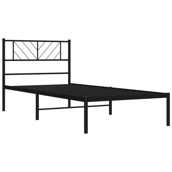 vidaXL Cadre de lit m&eacute;tal sans matelas avec t&ecirc;te de lit noir 90x200 cm