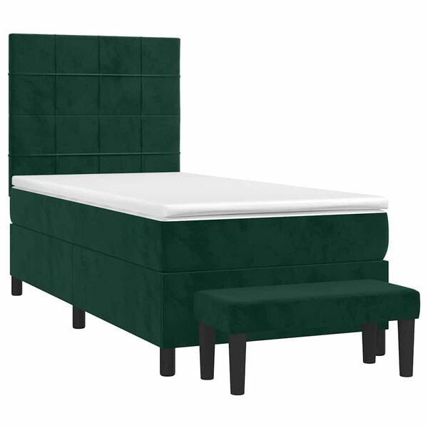 vidaXL Sommier &agrave; lattes de lit avec matelas Vert fonc&eacute; 90x200 cm