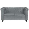 vidaXL Canap&eacute; Chesterfield &agrave; 2 places Gris Cuir v&eacute;ritable