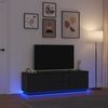 vidaXL Meuble TV avec lumières LED chêne noir 160,5x41x50 cm