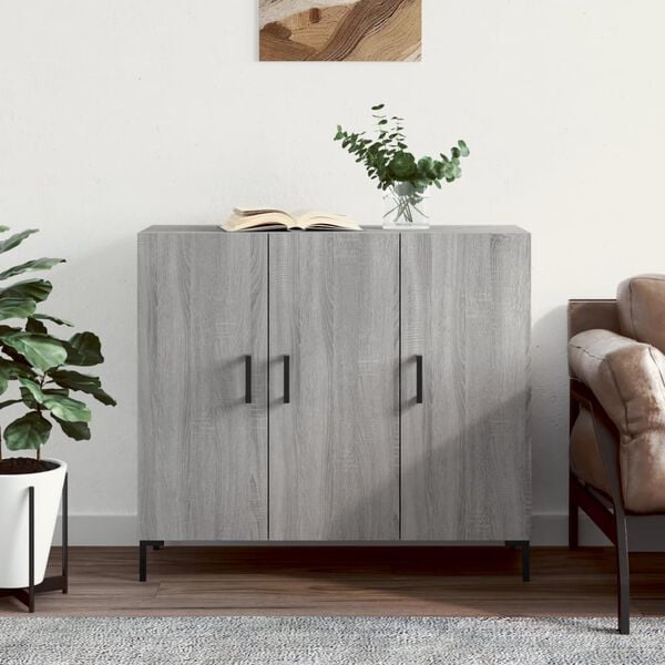 vidaXL Buffet sonoma gris 90x34x80 cm bois d'ing&eacute;nierie