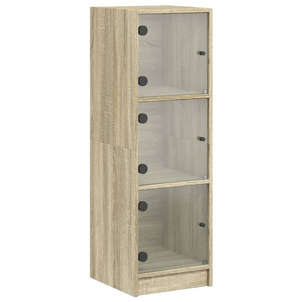 vidaXL Buffet avec portes en verre ch&ecirc;ne sonoma 35x37x109 cm