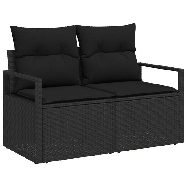 vidaXL Ensemble de Canapés avec coussin 6 pcs Noir polyrotin