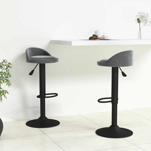 vidaXL Tabourets de bar lot de 2 gris fonc&eacute; velours