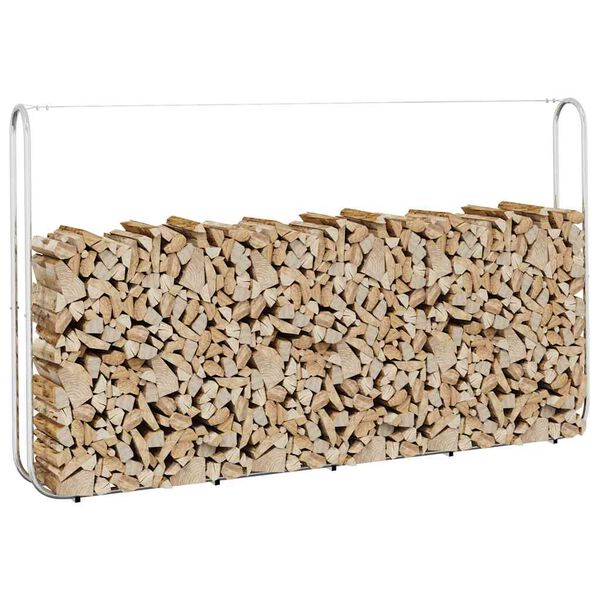 vidaXL Portant de bois de chauffage 250x25x150 cm acier galvanis&eacute;