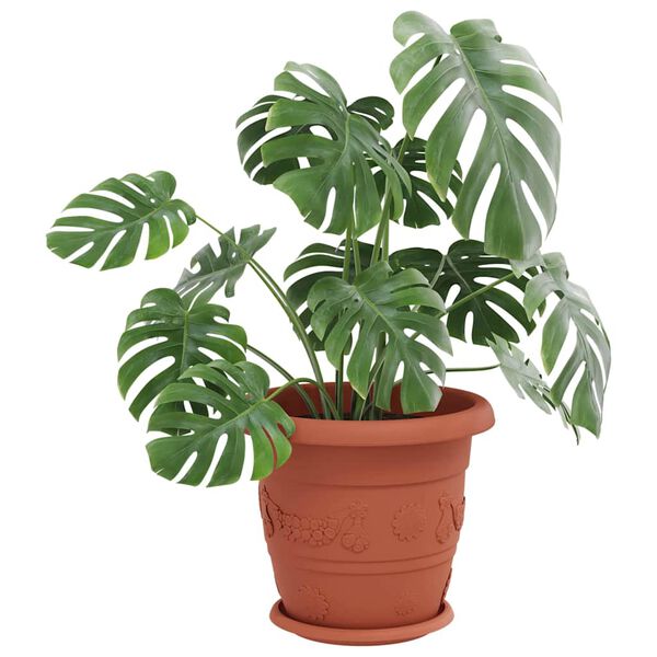 vidaXL Plateau &agrave; fleurs rond 24 pcs Rouge brique &Oslash; 23,5 x 2,5 cm