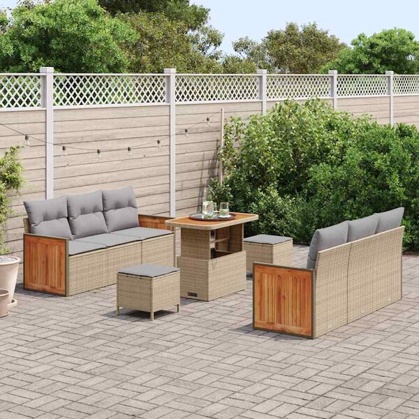 vidaXL Ensemble de canap&eacute; de jardin 9 pcs Beige et Gris clair