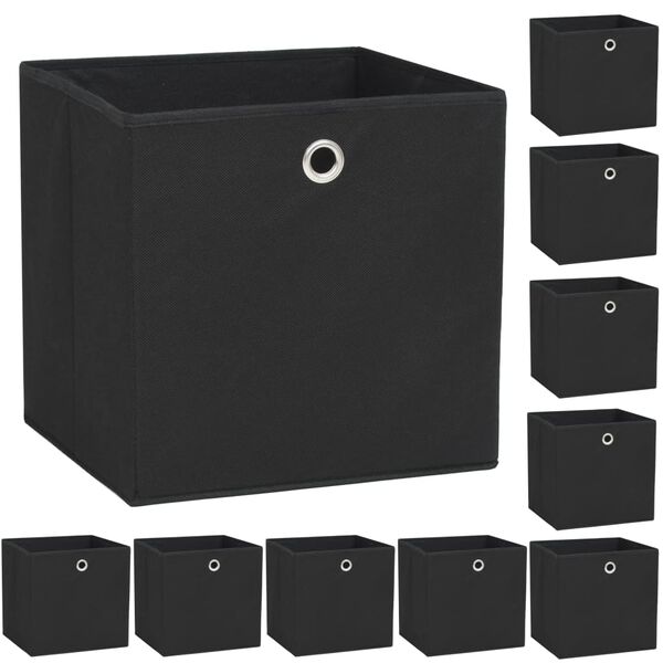 vidaXL Boîte de rangement 10 pcs Tissu non-tissé 32x32x32 cm Noir