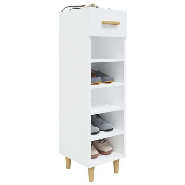 vidaXL Armoire &agrave; chaussure Blanc brillant 30x35x105 cm Bois ing&eacute;nierie