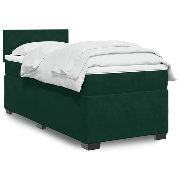 vidaXL Sommier &agrave; lattes de lit avec matelas Vert fonc&eacute; 100x200 cm
