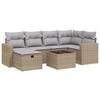 vidaXL Salon de jardin avec coussins 7pcs m&eacute;lange beige r&eacute;sine tress&eacute;e