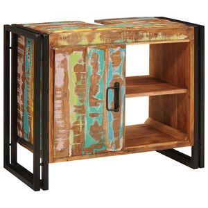 vidaXL Meuble sous &eacute;vier avec &eacute;tag&egrave;re Multicolore Bois Recycl&eacute; Solide