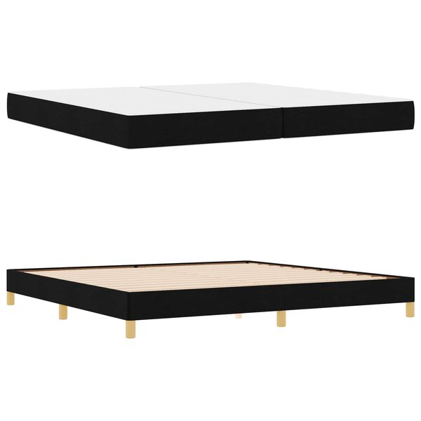 vidaXL Lit &agrave; ressorts avec matelas Noir 200 x 200 cm tissu