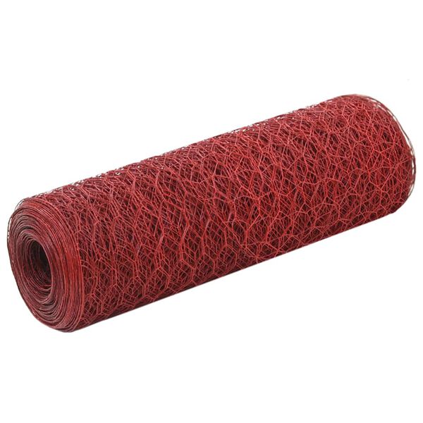 vidaXL Grillage Acier avec rev&ecirc;tement en PVC 25x0,5 m Rouge
