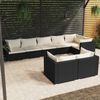 vidaXL Salon de jardin 8 pcs avec coussins noir r&eacute;sine tress&eacute;e