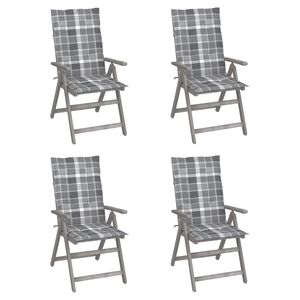 vidaXL Chaises inclinables de jardin lot de 4 et coussins Bois acacia