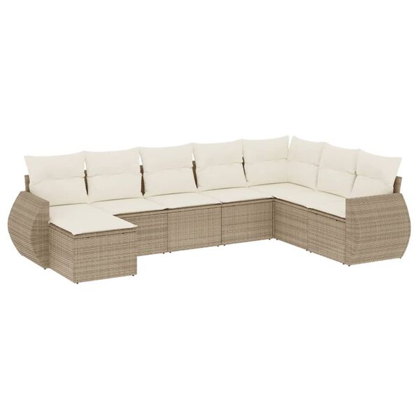 vidaXL Salon de jardin avec coussins 8 pcs beige résine tressée