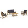 vidaXL Salon de jardin 4 pcs avec coussins gris fonc&eacute; bambou
