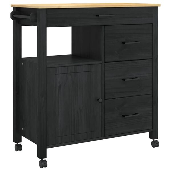 vidaXL Chariot de cuisine Uni Noir