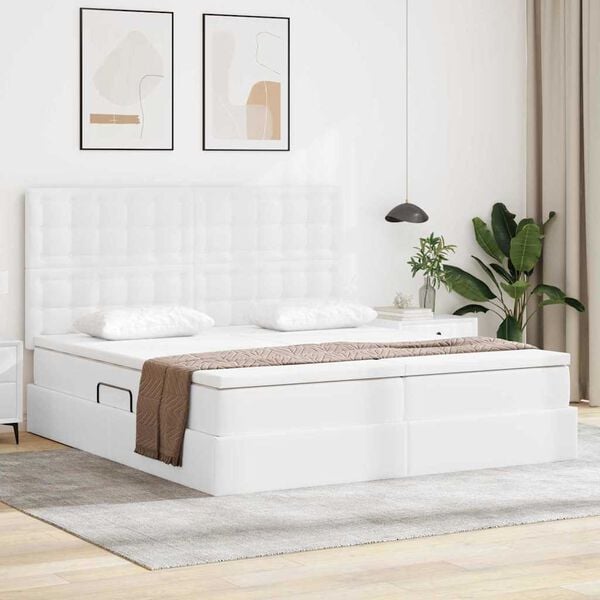 vidaXL Lit avec rangement et matelas Blanc pur 180 x 200 cm