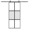 vidaXL Porte coulissante kit de quincaillerie tremp&eacute; verre aluminium