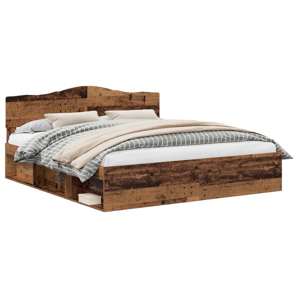 vidaXL Cadre de lit Bois ancien 200 x 200 cm Bois de pin massif