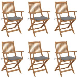 vidaXL Chaises pliantes 6 pi&egrave;ces avec coussins en bois d'acacia massif