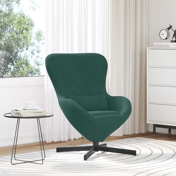 vidaXL Fauteuil &oelig;uf Vert fonc&eacute; 63 x 73 x 90 cm Velours