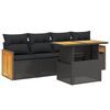 vidaXL Salon de jardin 5 pcs avec coussins noir r&eacute;sine tress&eacute;e