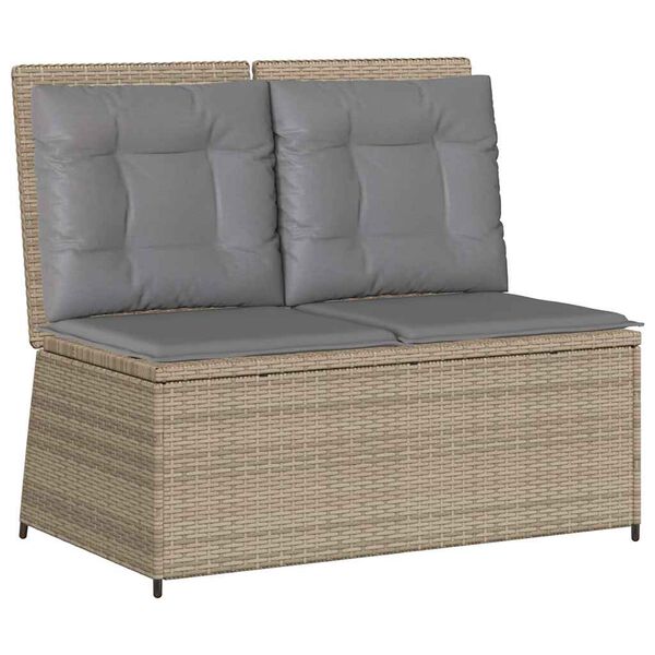 vidaXL Banc inclinable de jardin avec coussins beige r&eacute;sine tress&eacute;e
