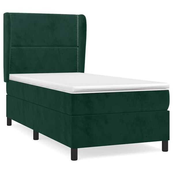 vidaXL Sommier &agrave; lattes de lit avec matelas Vert fonc&eacute; 90x200 cm