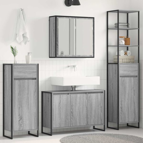 vidaXL Ensemble de mobilier de salle de bain avec tiroir Gris Sonoma