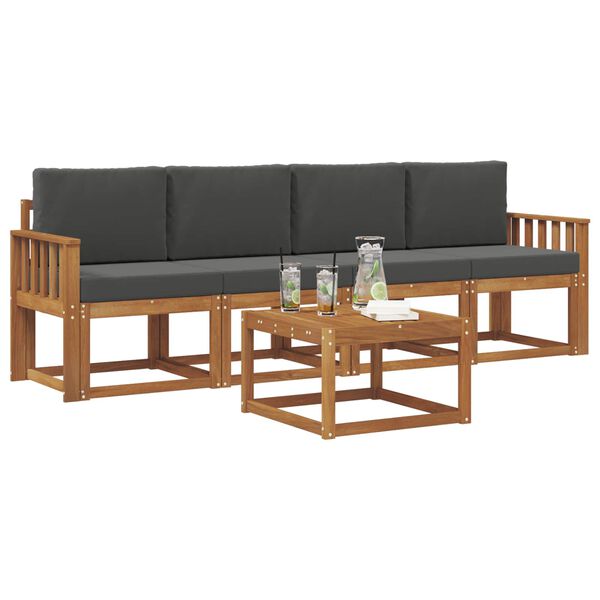 vidaXL Ensemble de canap&eacute;s d'ext&eacute;rieur 5 pcs Naturel et Anthracite