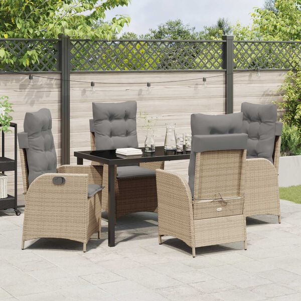 vidaXL Ensemble de salle &agrave; manger pour jardin 5 pcs Beige polyrotin