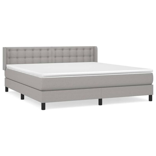vidaXL Sommier &agrave; lattes de lit avec matelas Gris clair 160x200cm Tissu