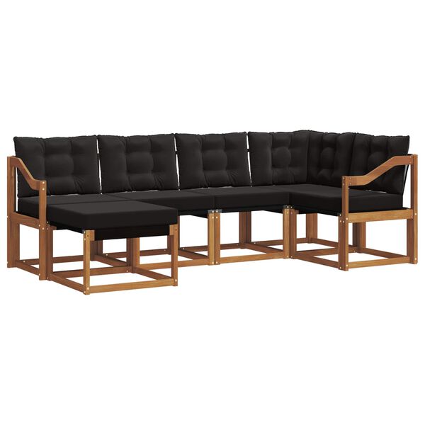 vidaXL Ensemble de canap&eacute;s d'ext&eacute;rieur 6 pcs Naturel et Noir