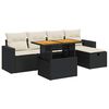vidaXL Salon de jardin 6 pcs avec coussins noir r&eacute;sine tress&eacute;e acacia