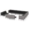 vidaXL Salon de jardin 12 pcs avec coussins R&eacute;sine tress&eacute;e Gris fonc&eacute;