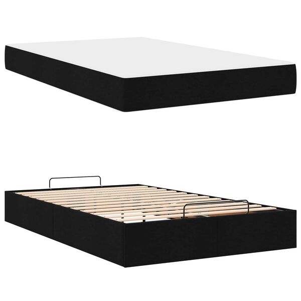 vidaXL Cadre de lit avec matelas avec matelas 2 pcs Noir tissu