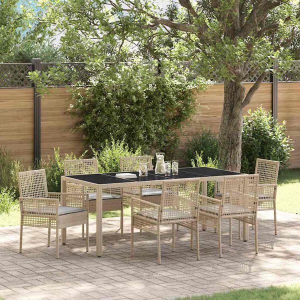 vidaXL Ensemble de salle &agrave; manger pour jardin 7 pcs Beige polyrotin