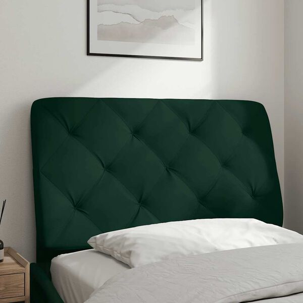 vidaXL Coussin de t&ecirc;te de lit vert fonc&eacute; 90 cm velours