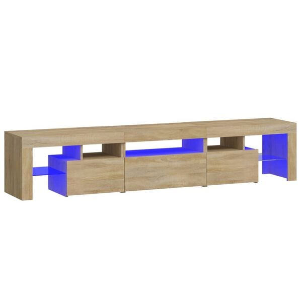 vidaXL Meuble TV avec lumi&egrave;res LED Ch&ecirc;ne sonoma 200x36,5x40 cm