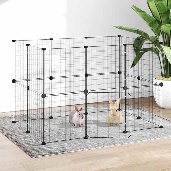 vidaXL Cage animaux de compagnie à 20 panneaux et porte Noir 35x35 cm