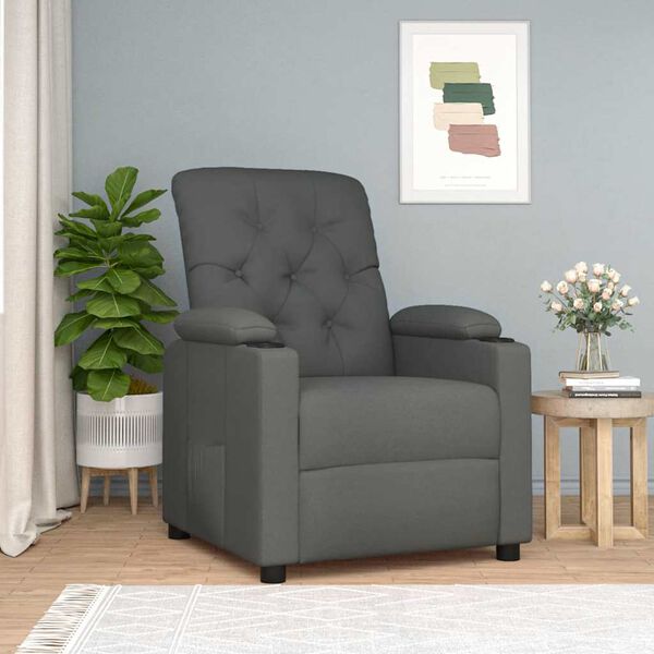 vidaXL Fauteuil inclinable Gris fonc&eacute; Tissu