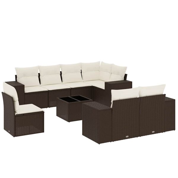 vidaXL Salon de jardin avec coussins 9 pcs marron r&eacute;sine tress&eacute;e